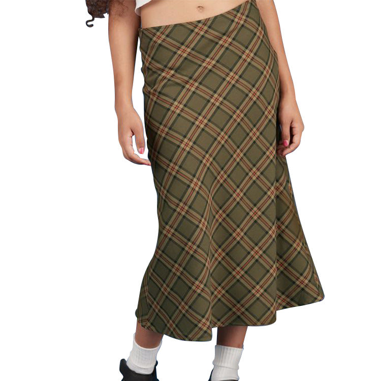 Women's Vintage Plaid Mermaid Skirt