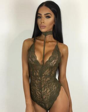 Women's Lace Lingerie With Floral Cutouts Women's Lingerie Unbranded Green XL