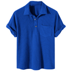 Men's Color Block Waffle Button Polo Shirt Men's Polo Unbranded Royal Blue S