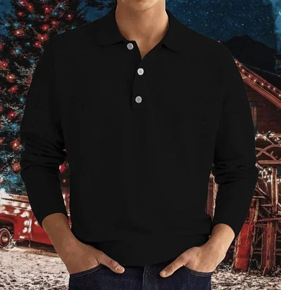 Men's Long Sleeve Button Polo Shirt