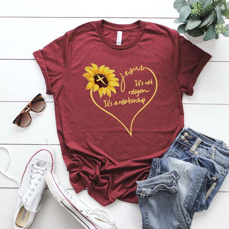 Women's Sunflower Print Casual T Shirt