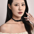 Vintage Street Style Denim Choker with Buckle Design