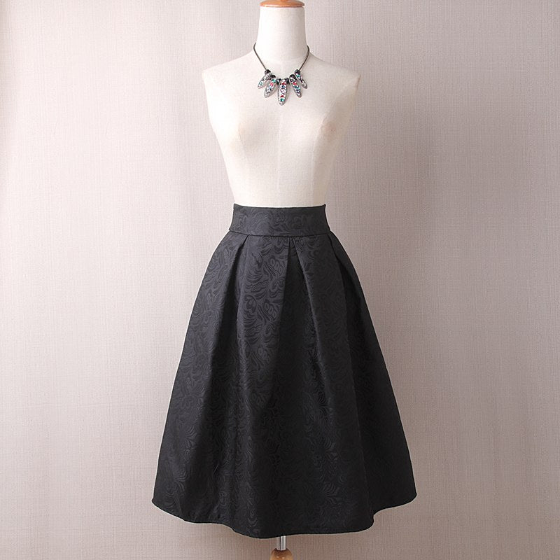Women's Vintage Jacquard Pleated Skirt