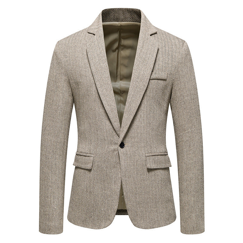 Men's Thickened Casual Suit for Business and Office Wear ILLUSION CO Khaki 2XL