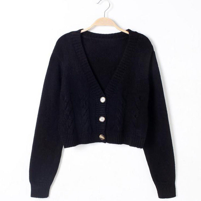 Women's Solid Short Cardigan Sweater Tops