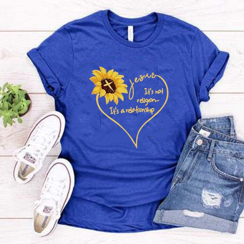 Women's Sunflower Print Casual T Shirt