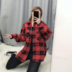 Women's Checkered Shirt & Blended Coat