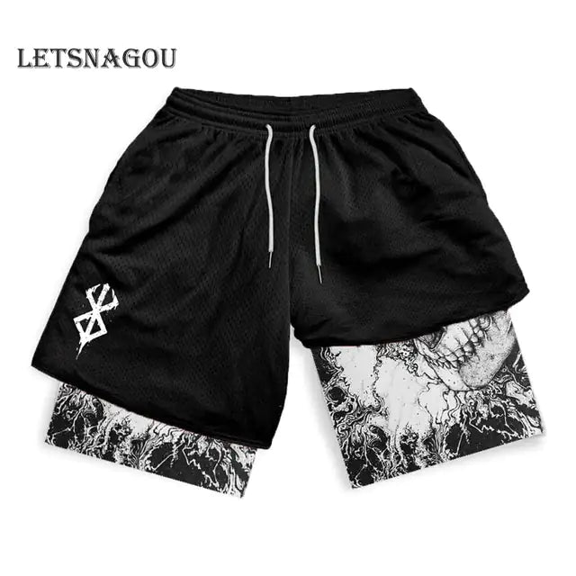Anime Men's Berserk Activewear 2 In 1 Quick Dry Compression Shorts