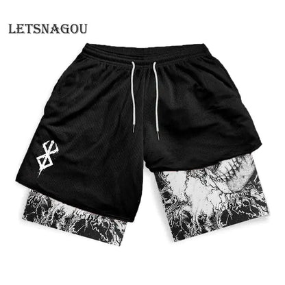 Anime Men's Berserk Activewear 2 In 1 Quick Dry Compression Shorts