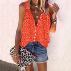 Women's Casual Loose Printed Sleeveless Shirt