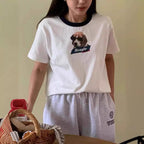 Women's Casual Color Block Cotton T Shirt