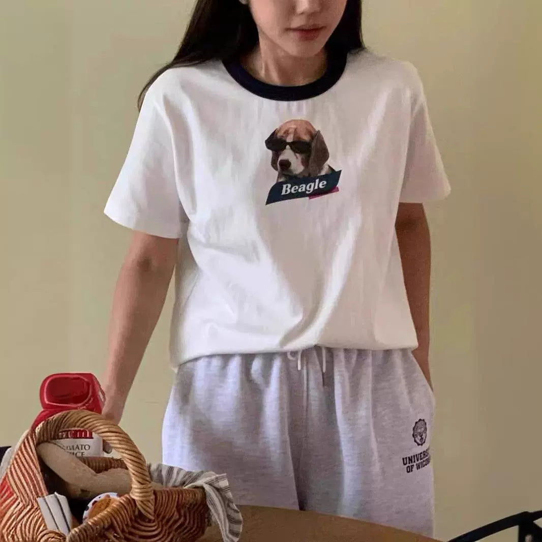 Women's Casual Color Block Cotton T Shirt