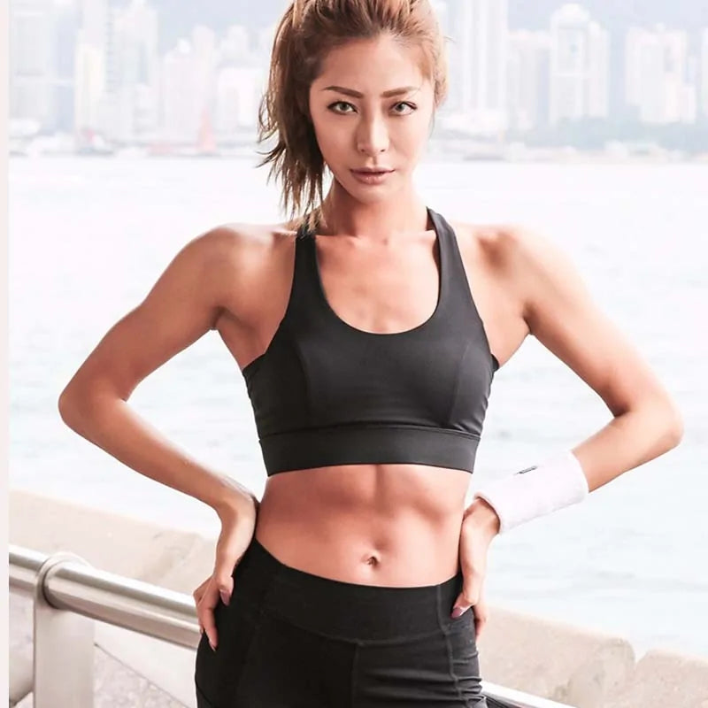 White Strap Push Up Sports Bra Womens Gym Yoga Athletic Vest Underwear