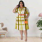 Women's Checkered Short Sleeved Shirt Dress