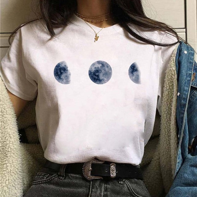 Women's Aesthetic Universe Planets Graphic T Shirt