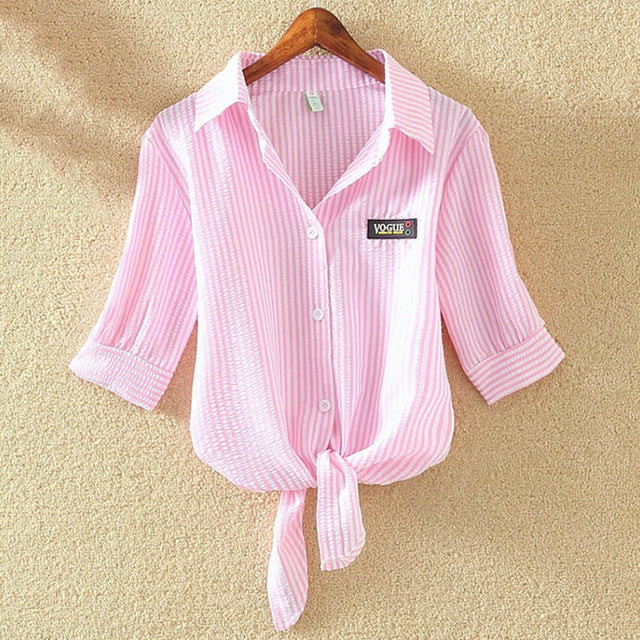 Women's Casual Short Sleeve Cotton Shirt