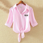 Women's Casual Short Sleeve Cotton Shirt