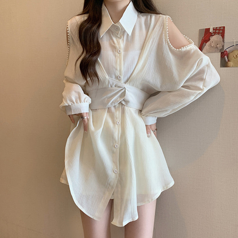 Women's Lapel Halter Shirt Dress