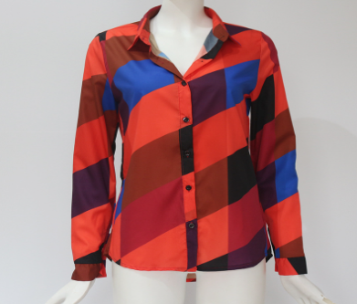 Women's Striped Chiffon Long Sleeve Shirt