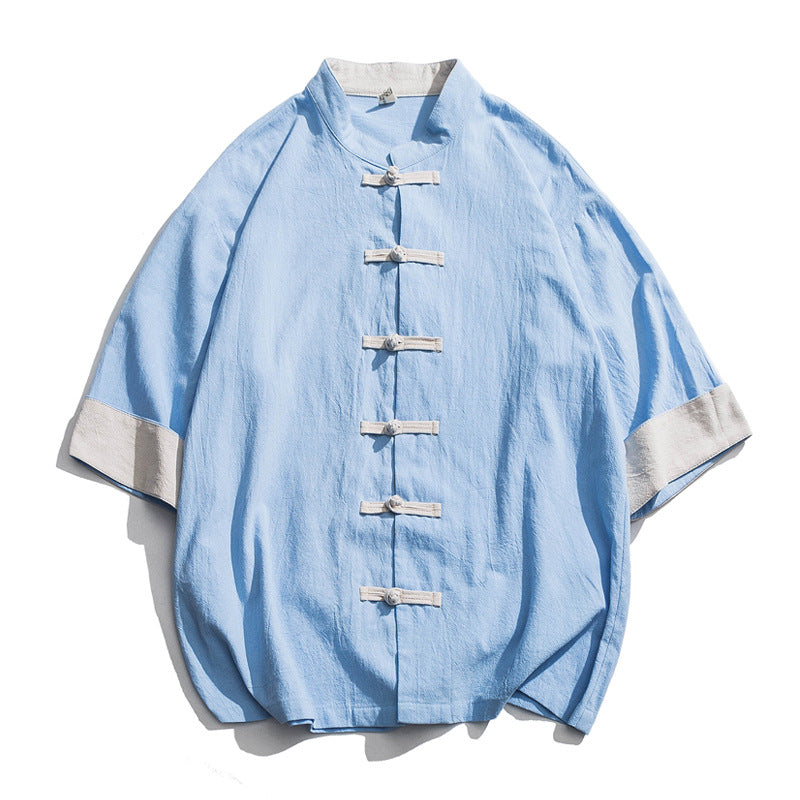 Chinese Style Linen Short Sleeve Shirt ILLUSION CO
