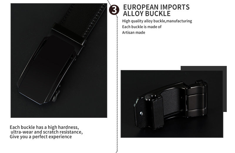 Men's Genuine Leather Automatic Buckle Belt Men's Belt Unbranded