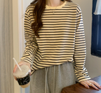 Women's Loose Long Sleeved Striped Shirt