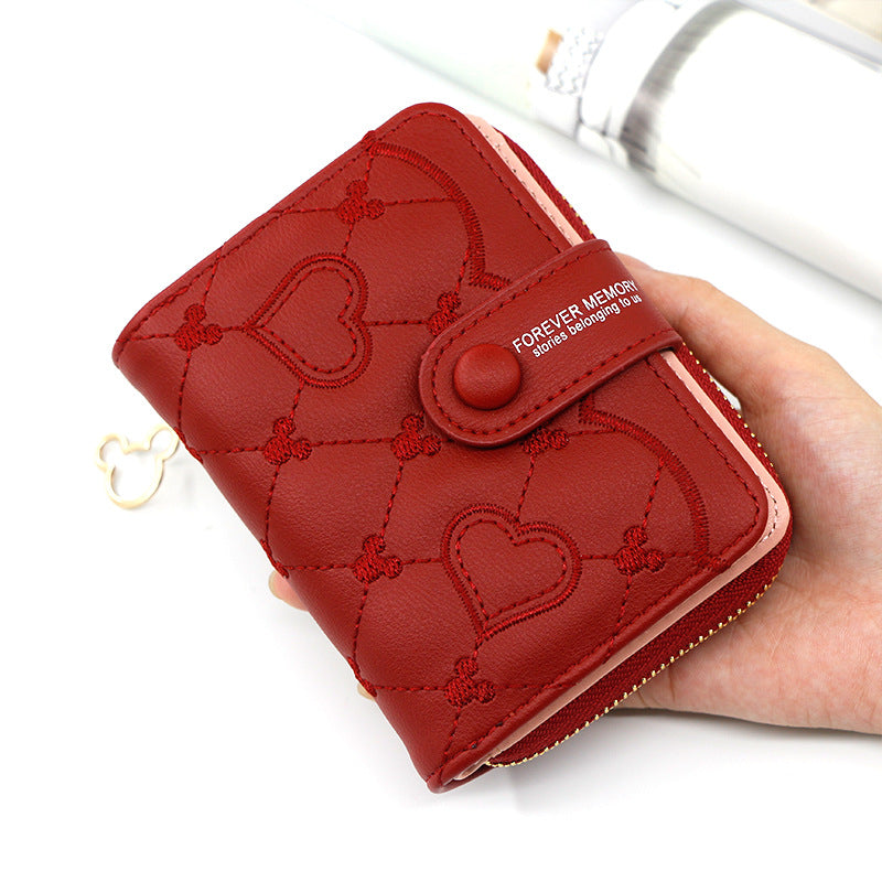 Luxury Mini Coin Wallet for Women - Red & Black Leather