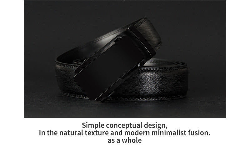 Men's Genuine Leather Automatic Buckle Belt Men's Belt Unbranded
