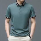Men's Summer Solid Color Ice Silk Short Sleeve Polo Shirt