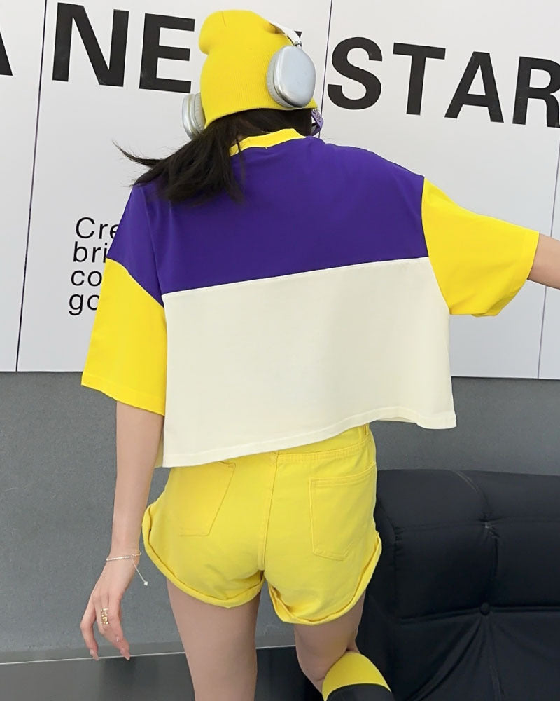 Women's Color Block Short T Shirt