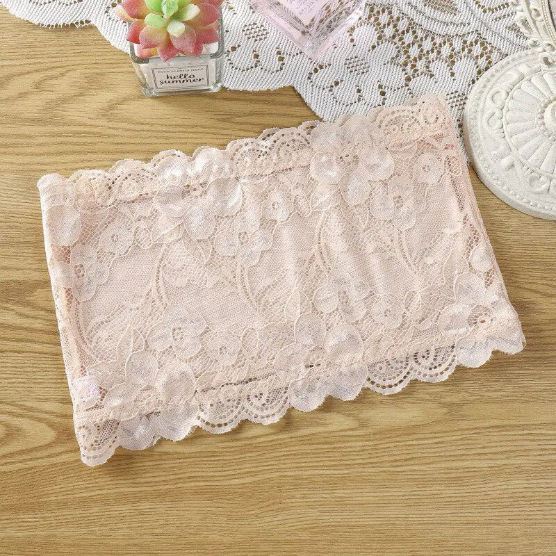 Tube Lace Bandeau Padded Bralette Seamless Wrapped Breast Bra