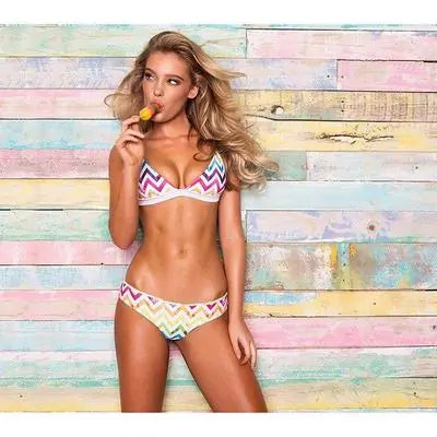 Women's Ribbed Zig Zag Tie Side Bikini