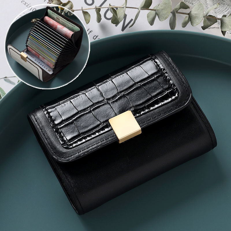 Simple Women's Small Fashion Card Bag with Buckle Wallet