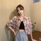 Women's Checkered Puff Sleeve Shirt