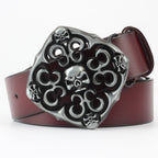 Men's Ghoulish Skull Leather Belt - Casual Style