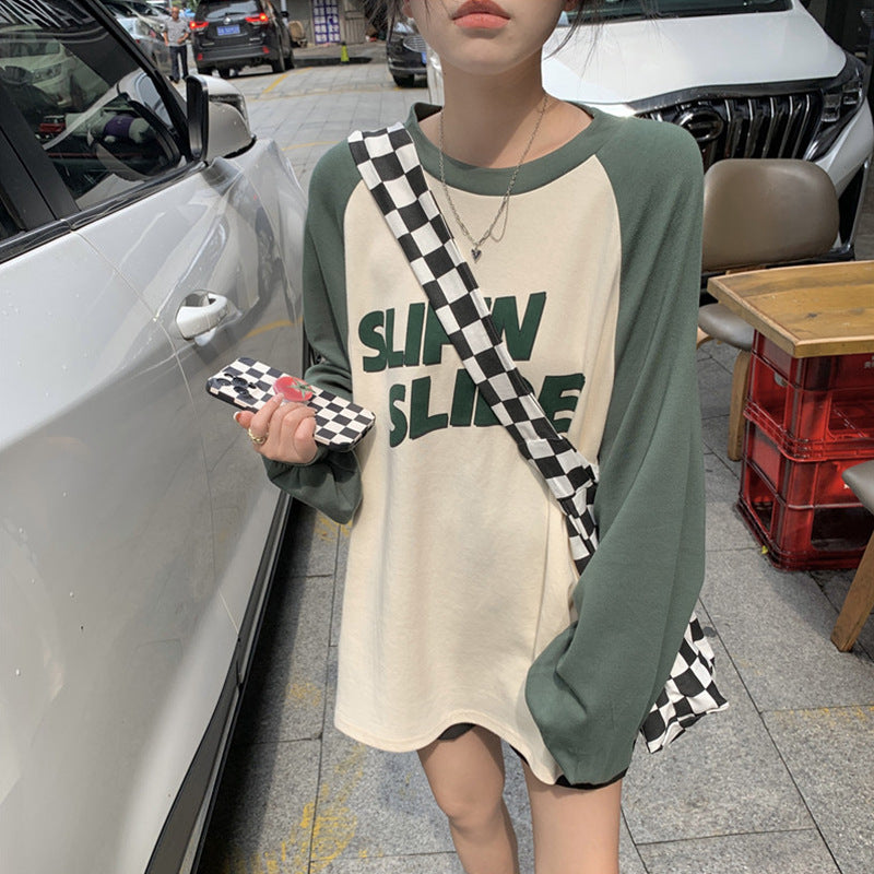 Women's Contrast Color Long Sleeve T Shirt