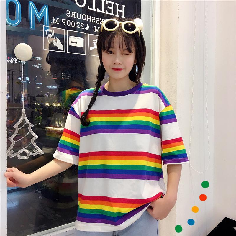 Women's Rainbow Short Sleeve T Shirt