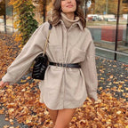 Women's Casual Camel Woolen Shirt