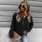 Trendy Women's Long-Sleeved Round Neck Pullover Sweater Women's Knitwear & Sweaters Unbranded Black M