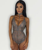 Women's Lace Lingerie With Floral Cutouts Women's Lingerie Unbranded Grey L