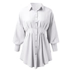 Women's Asymmetrical Lantern Sleeve Shirt Dress