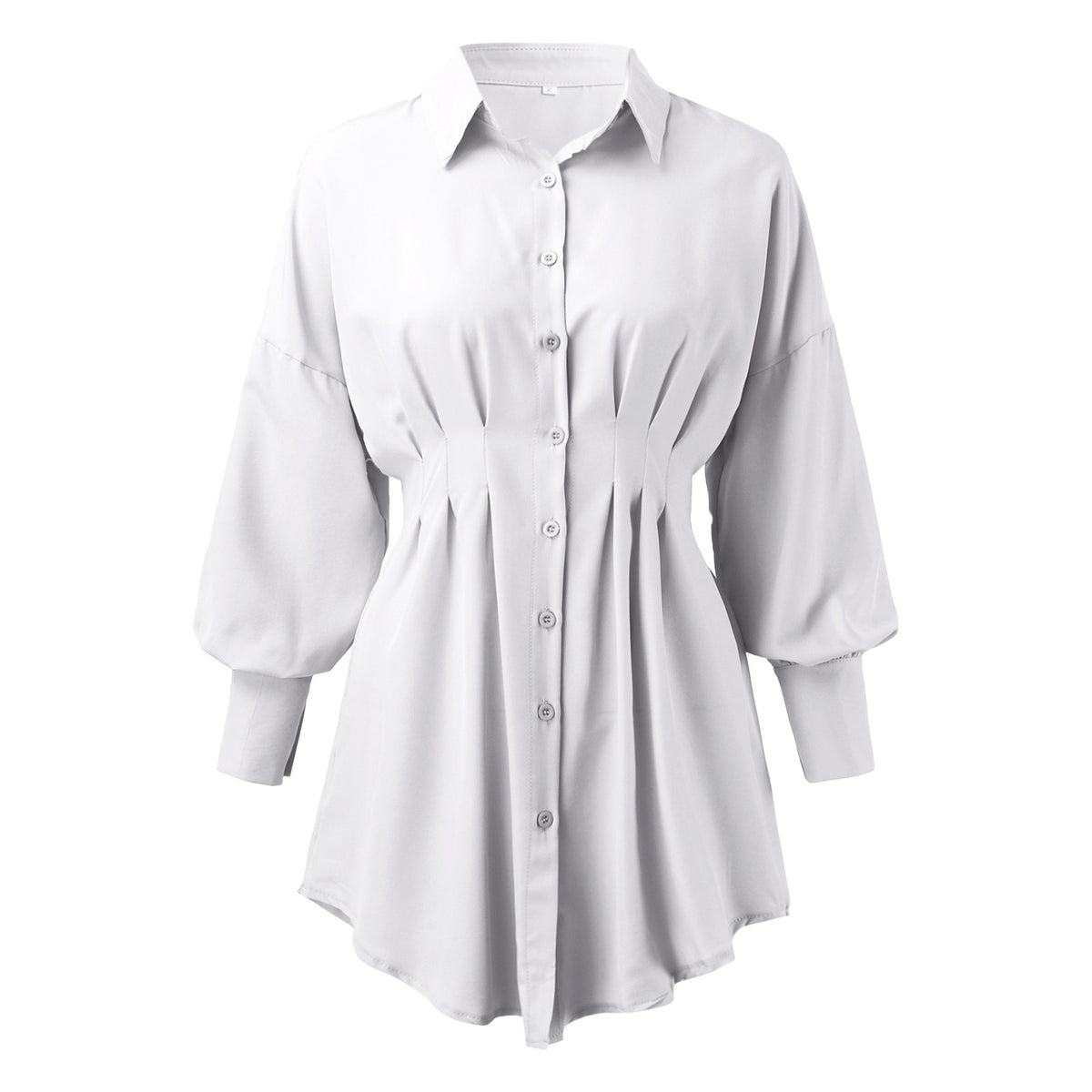 Women's Asymmetrical Lantern Sleeve Shirt Dress