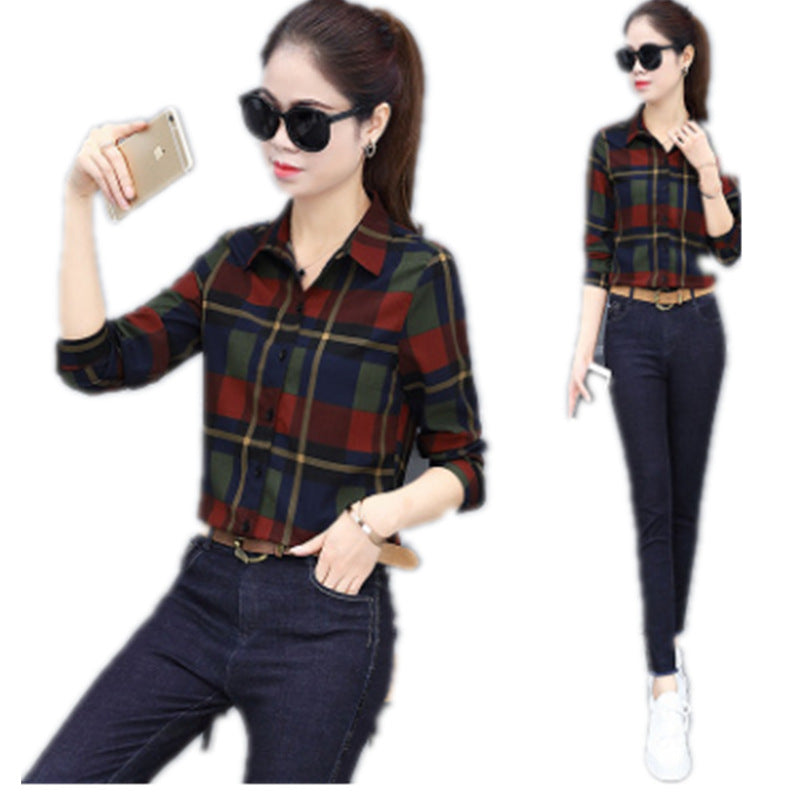 Women's Plaid Long Sleeve Shirt