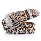 Rhinestone Leopard Print Wide Waist Belt