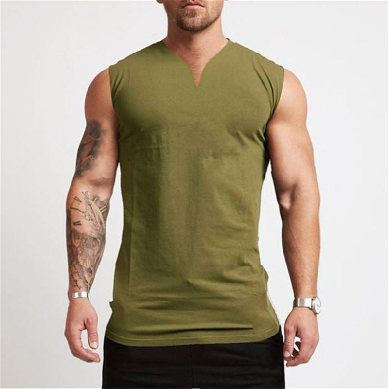 Men's Smooth Solid Summer V Neck Sports Tank Top