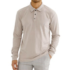 Men's Casual Polo Shirt with Vertical Stripes