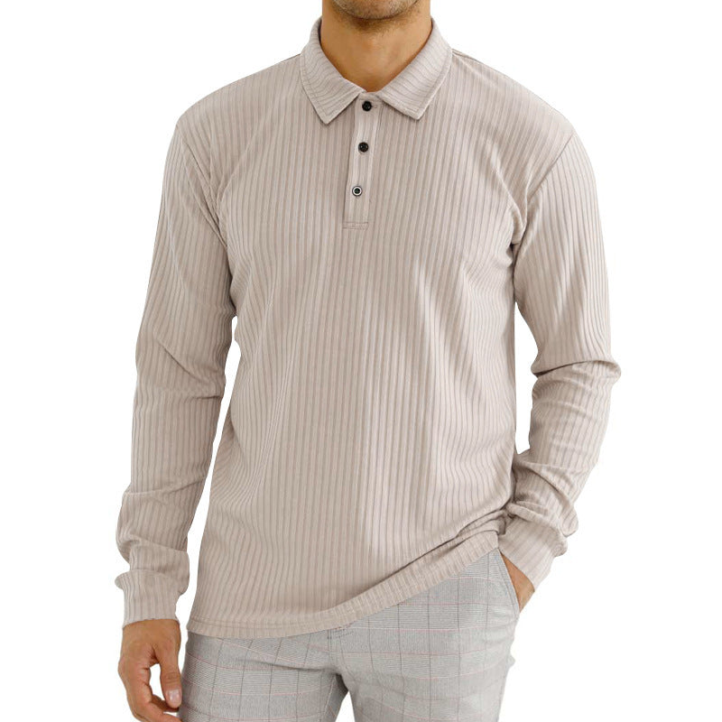 Men's Casual Polo Shirt with Vertical Stripes