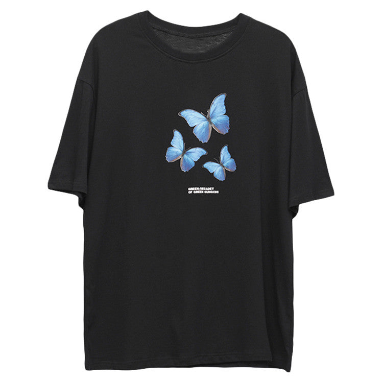 Women's Butterfly Print Short Sleeve T Shirt
