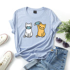 Women's Cartoon Cat Short Sleeve T Shirt