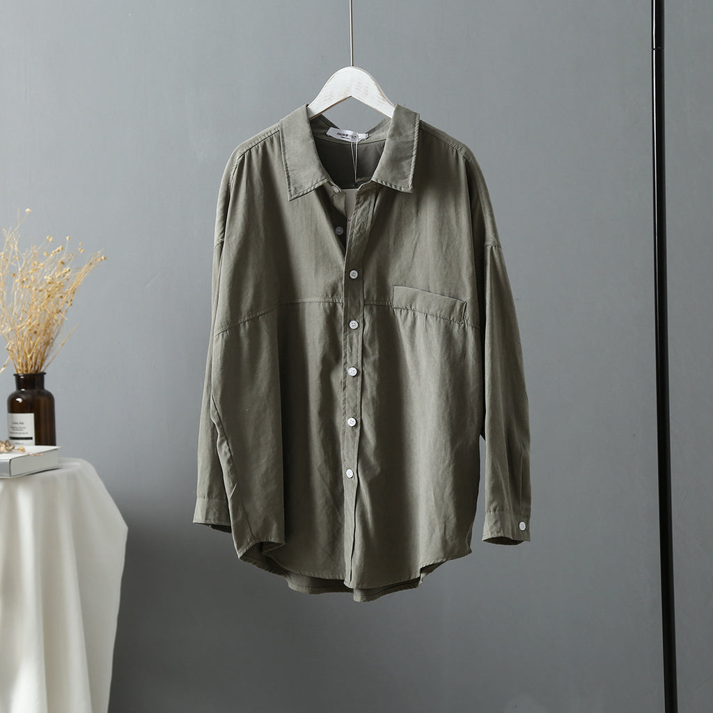 Women's Loose Plain Shirt Jacket